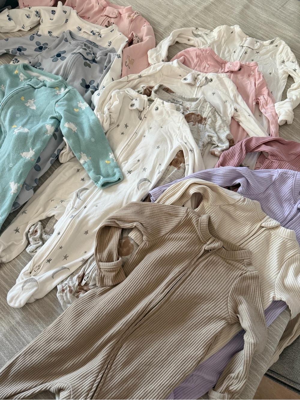 Mixed Baby Footed Sleepers pink Neutral & Pastel Bundle 0-3 months Carters & Gap